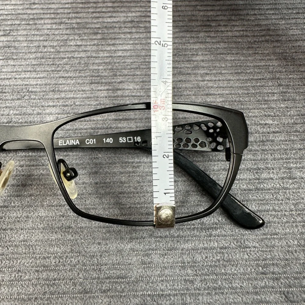 L'Amy Paris Elaina C01 Black Metal Eyeglass Frames Made in France 53-16-140